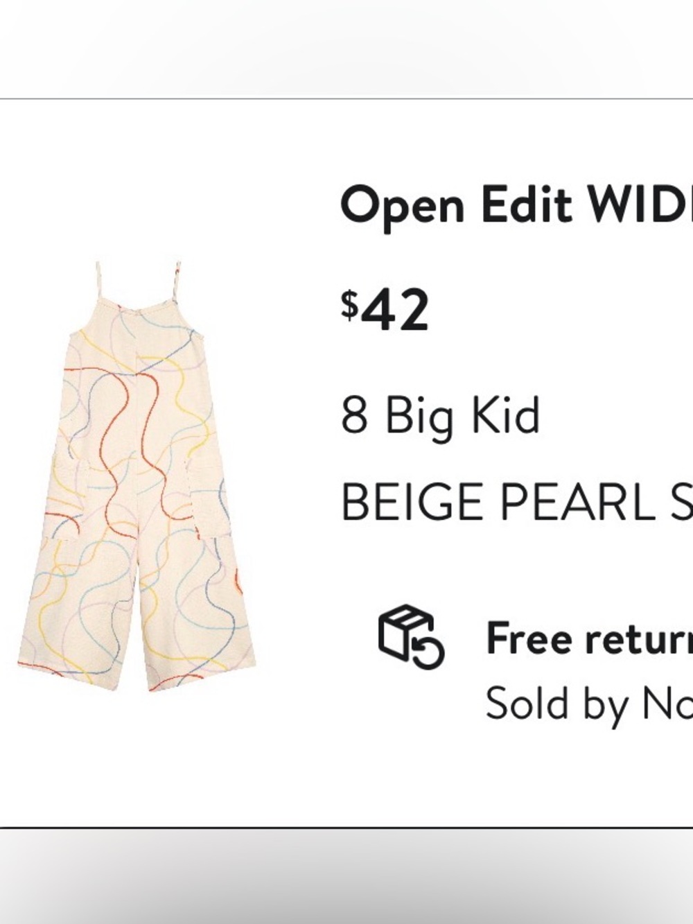 Open Edit WIDE LEG Beige Pearl Swing Kids One-Piece